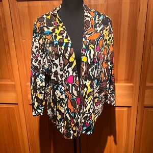 Chico's Multicolor Abstract Mosaic  Knit Cardigan - Sz 3